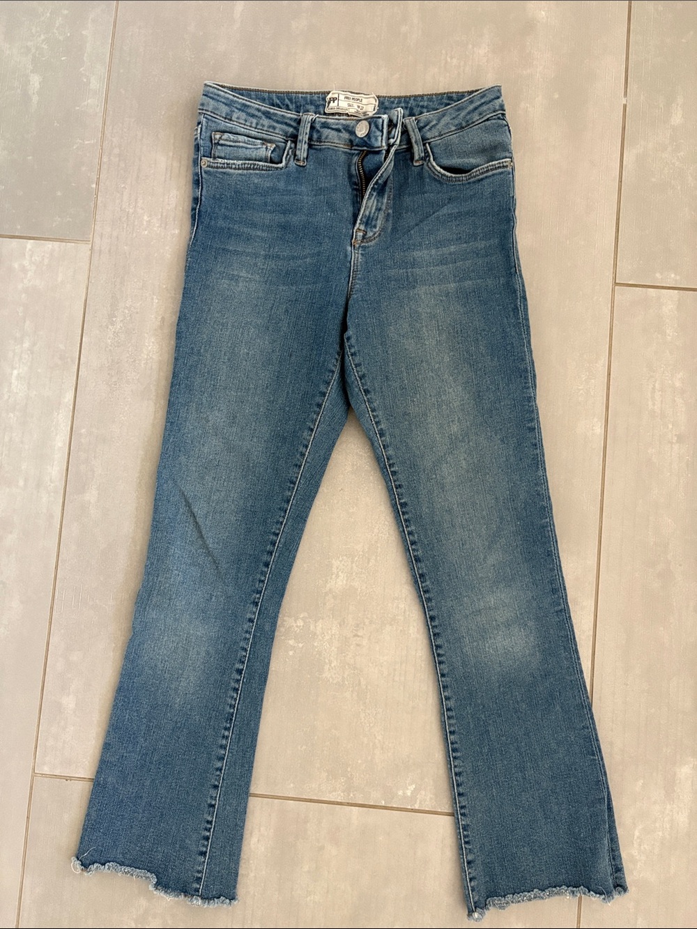 Free People Washed Blue Flare Jeans